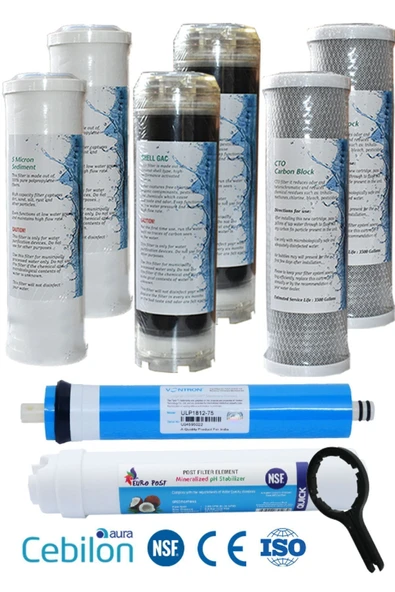 WaterMelon  İhlas Su Arıtma Cihazı Uyumlu 5 Aşama Yıllık Filtre Seti (NSF ONAYLI VONTRON MEMBRAN) ürün görseli