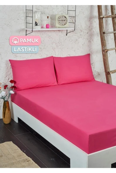 Battal Boy Lastikli Kumaş Çarşaf Seti Pembe