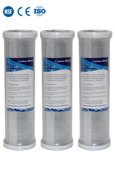 WaterMelon  Açık Kasa Su Arıtma Cihazı Cto Blok Karbon Filtre (3 Adet) ürün görseli