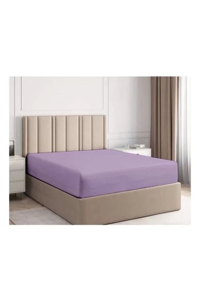 Battal Boy Penye Lastikli Çarşaf 180 X 200 cm Lila ürün görseli 1