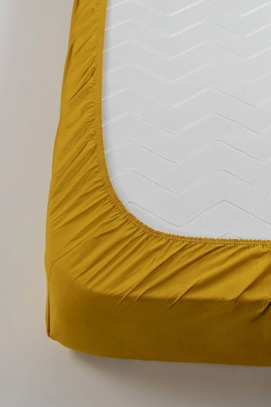 Çift Kişilik Penye Lastikli Çarşaf Hardal 160 X 200 cm ürün görseli