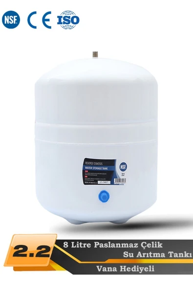 WaterMelon  Su Arıtma Cihazı Metal Genleşme Su Tankı 8 Lt Su Arıtma Deposu Tank Vanası Hediyeli ürün görseli