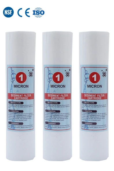 WaterMelon  Açık Kasa Su Arıtma Cihazı 1 Mikron Sediment Spun Filtre (3 Adet)