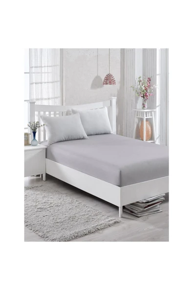 Tek Kişilik Penye Lastikli Çarşaf 100 X 200 Cm-gri - Resim 2