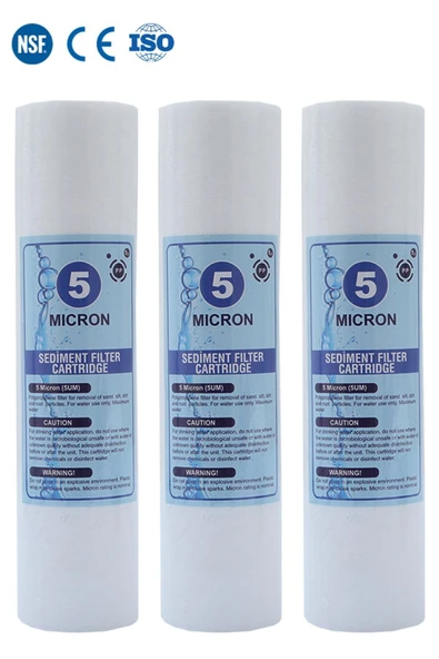 WaterMelon  Açık Kasa Su Arıtma Cihazı 10 Inc 5 Mikron Sediment Spun Filtre (TOZ,TORTU FİLTRE) 3 Adet