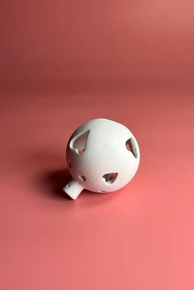 Yılbaşı Topu Kalpli Desen - Seramik Bisküvi (Ham Ürün) - Resim 2