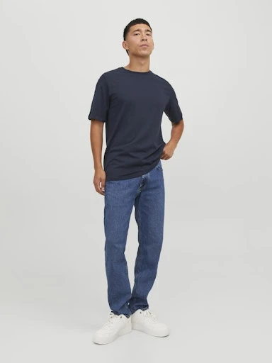 JACK JONES Erkek Lacivert Pamuklu Tişört 12156101 - 5