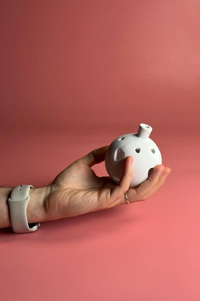 Yılbaşı Topu Kalpli Desen - Seramik Bisküvi (Ham Ürün) - Resim 6