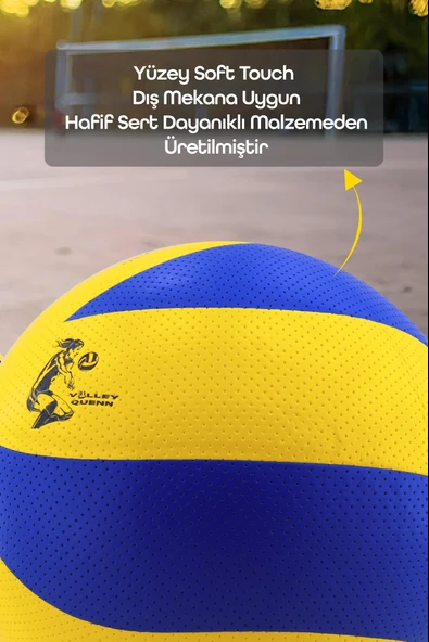 Voleybol Topu Lamineli Beton Zemin Soft Touch İç-Dış Mekana Uygun 8 Panel Sarı-Mavi 280 Gram - 3