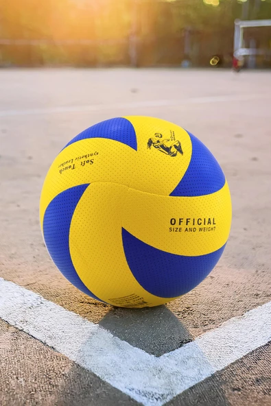 Voleybol Topu Lamineli Beton Zemin Soft Touch İç-Dış Mekana Uygun 8 Panel Sarı-Mavi 280 Gram