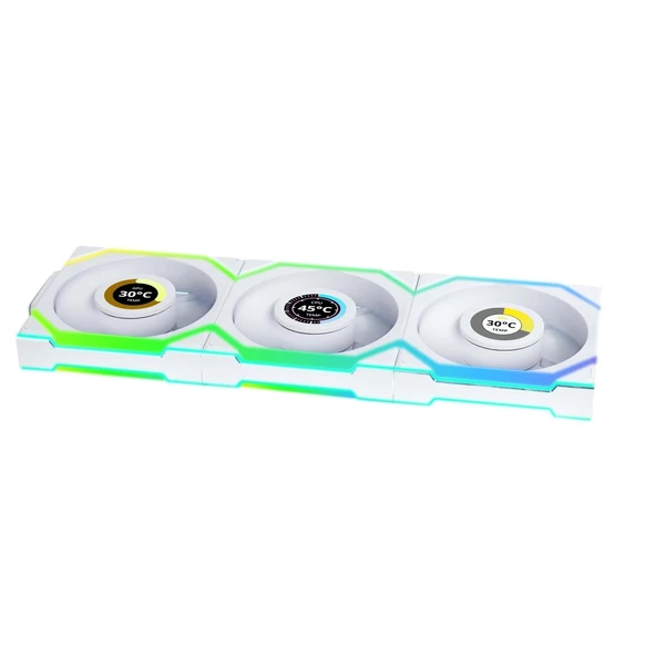 Lian Li G99.12RSLLCD1W3W.00UNI FAN REVERSE SL WIRELESS LCD 3x120mm Beyaz Kasa Fanı - 2