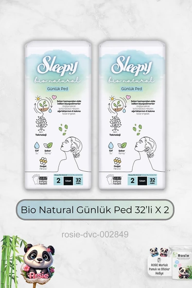 32'li Günlük Uzun Ped Bio Natural X 2 ve Rosie Hediye ürün görseli