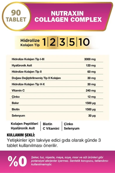 Nutraxin Collagen Beauty Complex Hidrolize 90 Tablet - 3