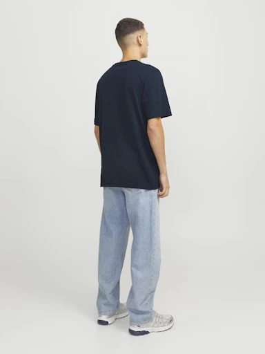 JACK JONES Erkek Lacivert Pamuklu Tişört 12268477 - 3