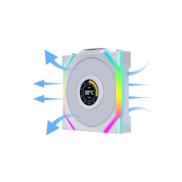 Lian Li G99.12RSLLCD1W3W.00UNI FAN REVERSE SL WIRELESS LCD 3x120mm Beyaz Kasa Fanı - 3