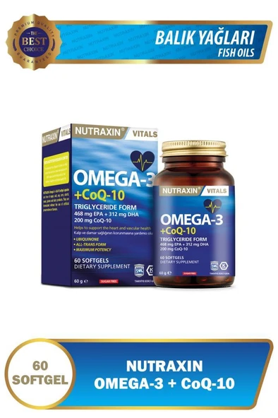 Nutraxin Omega 3 + CoQ-10 60 Softgel Kapsül