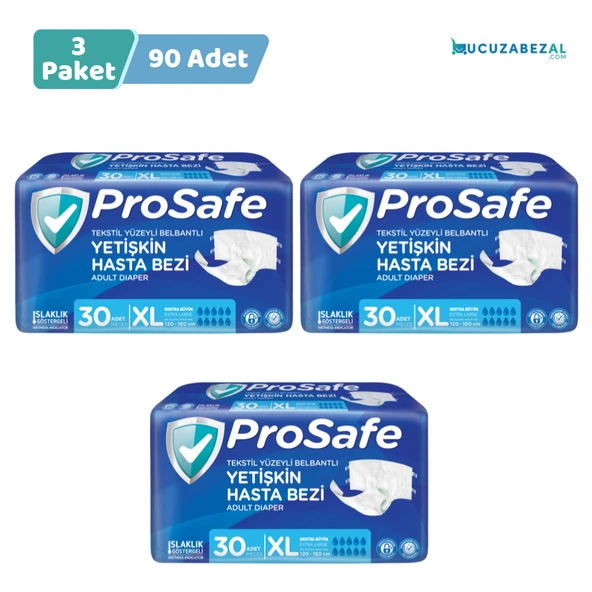 Prosafe Bel Bantlı Hasta Bezi EXTRA LARGE(XL) 30'Lu 3 Paket 90 Adet