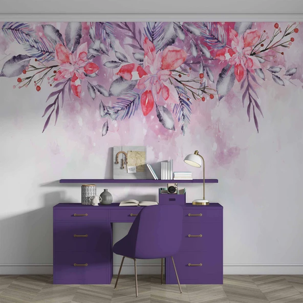 Pembe Soft Suluboya Çiçek Duvar Kağıdı - 4