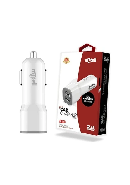 Mytell Çift USB 2.1A Araç Şarj Başlığı  - Beyaz - 5