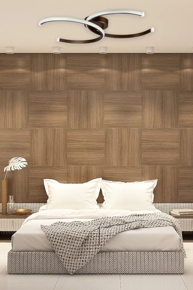 LEGACY  Duru Kahverengi Modern Tasarım Salon - Mutfak - Hol - Yatak Odası Beyaz Ledli Avize