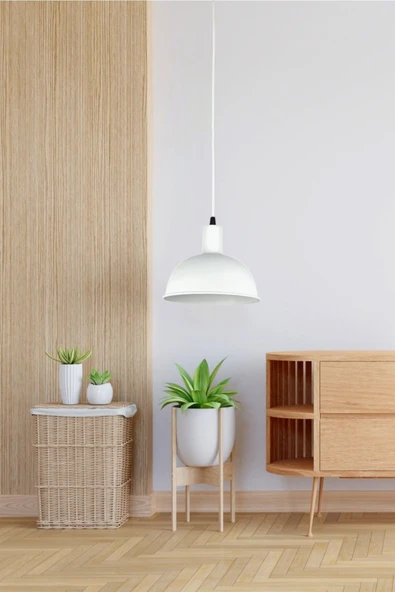 LEGACY  Luna Modern Tasarım Beyaz Içi Beyaz Renk Metal Cafe - Mutfak Tekli Avize - Resim 3