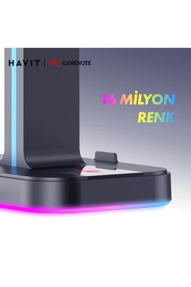 Havit Gamenote TH650 RGB Işıklı Gaming Kulaklık Standı 2*USB Portu - 3