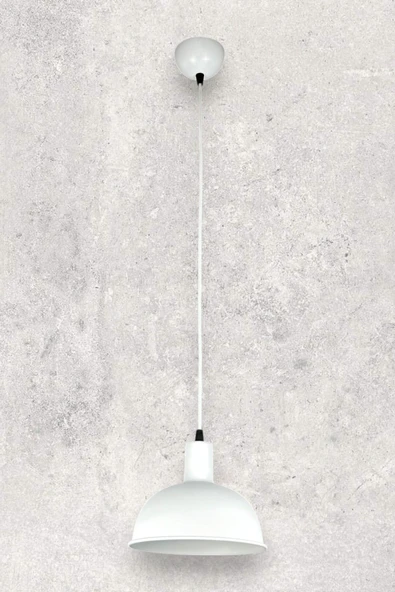 LEGACY  Luna Modern Tasarım Beyaz Içi Beyaz Renk Metal Cafe - Mutfak Tekli Avize - Resim 4