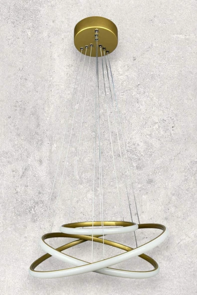 LEGACY  Rings Modern Tasarım Eskitme Renk - Yatak Odası - Salon - Çocuk Odası - Mutfak Beyaz Led 3 Lü Avize - 4