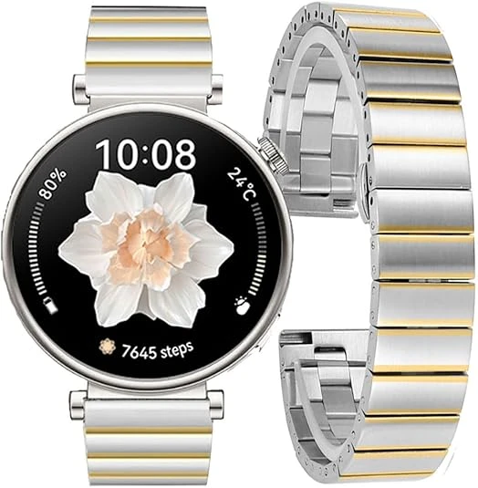 Huawei Watch GT 5 Pro 42mm/ GT 5 41mm/GT 4 41mm (18mm uyumlu) Kordon Baklalı Metal Kordon - 3