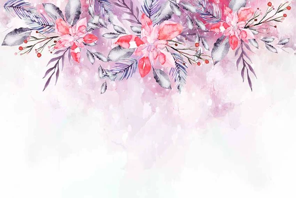 Pembe Soft Suluboya Çiçek Duvar Kağıdı - 7