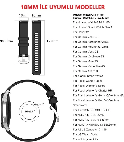 Huawei Watch GT 5 Pro 42mm/ GT 5 41mm/GT 4 41mm (18mm uyumlu) Kordon Baklalı Metal Kordon - 5