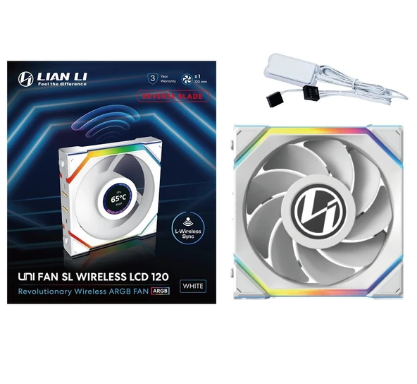 Lian Li UNI FAN REVERSE SL WIRELESS LCD 1x120mm Beyaz Kasa Fanı - 6