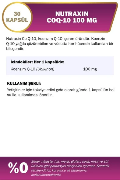 Nutraxin Koenzim Q10 100 Mg 30 Softgels Nutraxin - 2