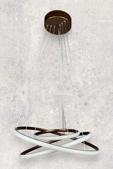 LEGACY  Rings Modern Tasarım Kahverengi - Yatak Odası - Salon - Çocuk Odası - Mutfak Beyaz Led 3 Lü Avize - 3