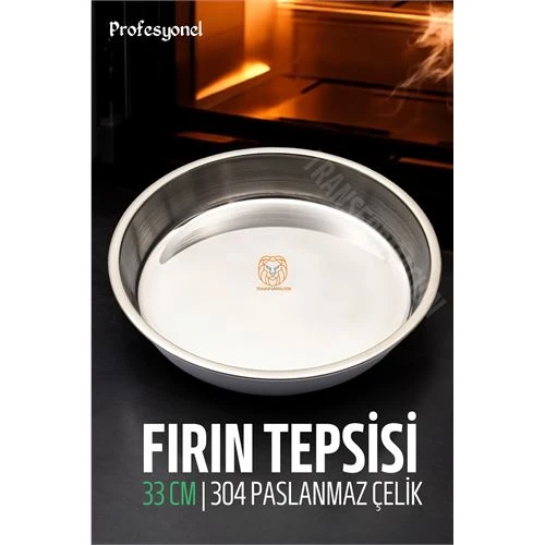 Çelik Fırın Tepsisi 33 cm 304 Paslanmaz Çelik