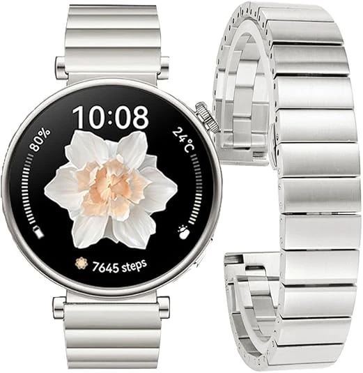 Huawei Watch GT 5 Pro 42mm/ GT 5 41mm/GT 4 41mm (18mm uyumlu) Kordon Baklalı Metal Kordon - 2