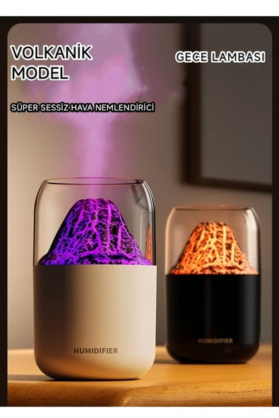 QASUL Volkanik Tasarım Dekoratif Gece Lambası ve Hava Nemlendirici Ultrasonik Sessiz - 5