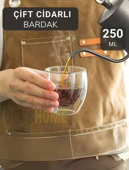250 ml Çift Cidarlı Bardak El Yakmaz Bardak Kahve Bardağı Magnolya Bardağı - 2