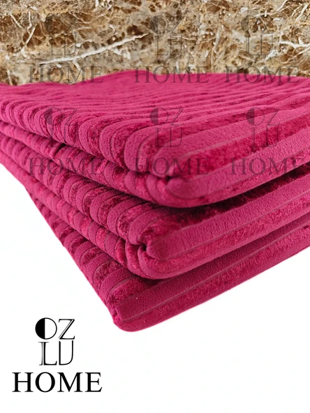 Süngerli Çizgili Yeni Nesil Koltuk Çekyat Örtüsü 170x210 Gofre Desen Bordo Koltuk Şalı Kaymaz Taban - 4