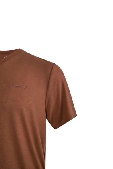 2AS Victor Erkek Viloft V Yaka T-Shirt Kahverengi - Resim 3