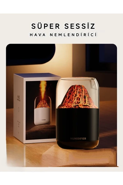 QASUL Volkanik Tasarım Dekoratif Gece Lambası ve Hava Nemlendirici Ultrasonik Sessiz - 4