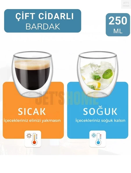 250 ml Çift Cidarlı Bardak El Yakmaz Bardak Kahve Bardağı Magnolya Bardağı - 4