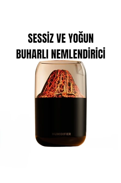 QASUL Volkanik Tasarım Dekoratif Gece Lambası ve Hava Nemlendirici Ultrasonik Sessiz - 7
