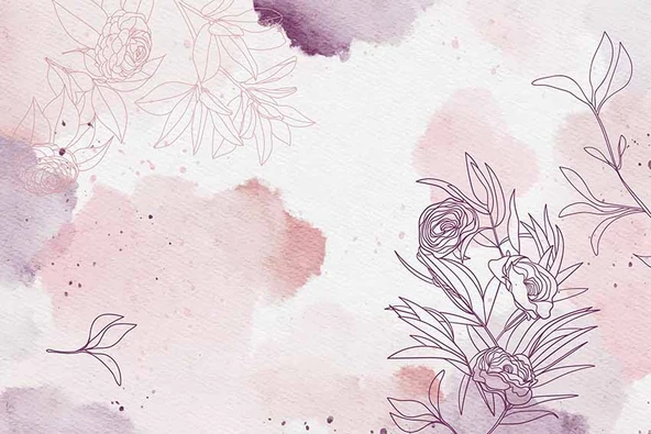 Mor Soft Suluboya Çiçek Duvar Kağıdı - Resim 6