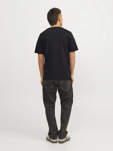 JACK JONES Erkek Siyah Pamuklu Tişört 12151955 - 5