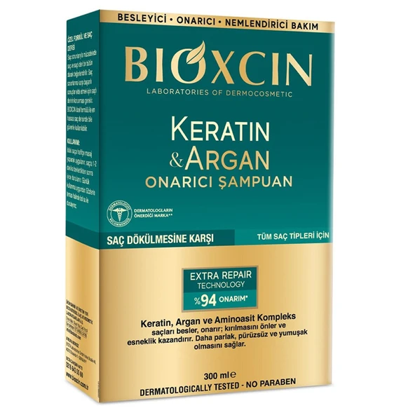 Bioxcin Keratin Argan Onarıcı Saç Dökülmesine Karşı Şampuan 300 Ml