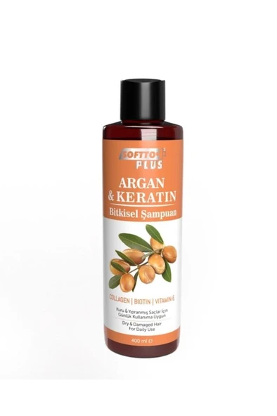 Softto Plus Argan & Keratin Kuru Ve Yıpranmış Saçlar Için Besleyici Bitkisel Şampuan 400ml - 2