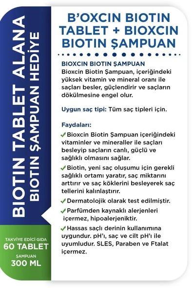 Bioxcin Biotin 5000 Mg 60 Tablet + Biotin Şampuan 300 Ml Hediyeli Set - 8