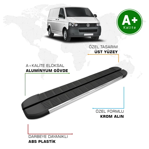 FA OTOMOTİV Volkswagen Transporter Yan Basamak Kısa Şasi 2003 - 2015 Model S-Line ürün görseli 1
