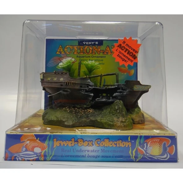 Venys Akvaryum Havalı Yosun Tutmuş Batık Gemi Dekoru OJ-3 ürün görseli